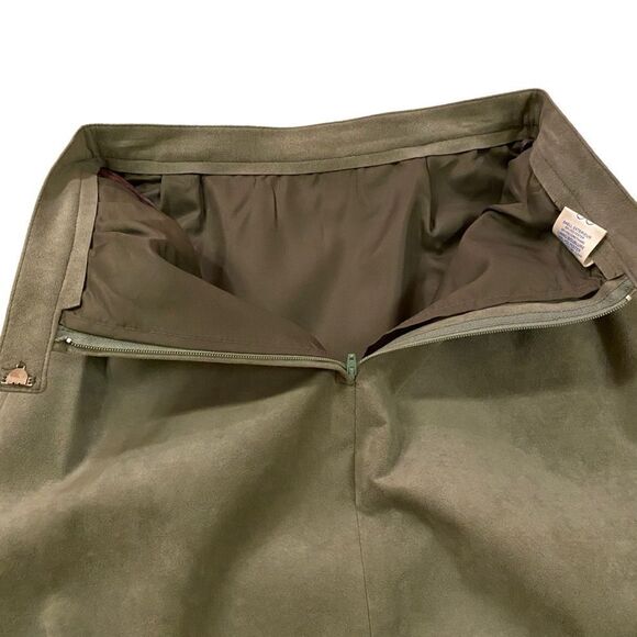 EUC Vintage Khaki Olympic Brand Ultra Suede Midi Skirt - Picture 5 of 9